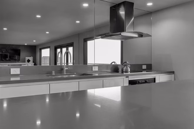 A high-end kitchen remodel with premium countertops