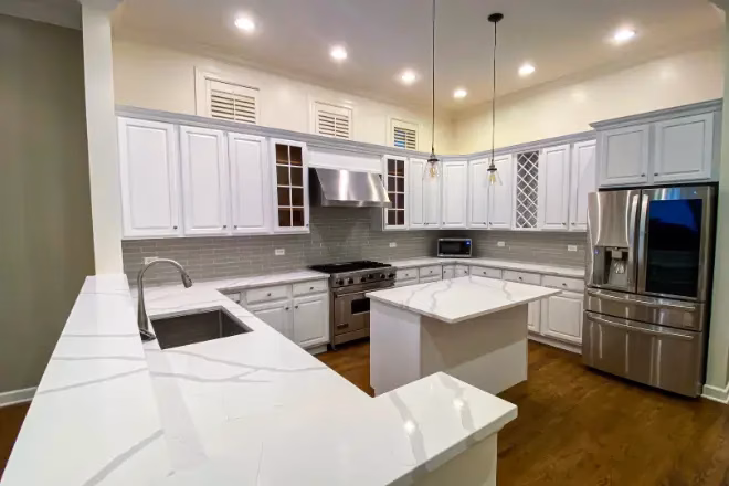 A slim island in a kitchen remodel