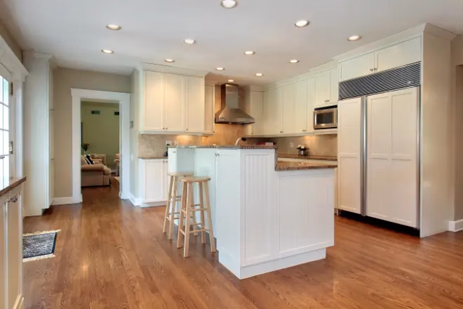 A two-tier kitchen island