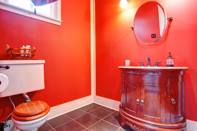 Bathroom with antique vanity