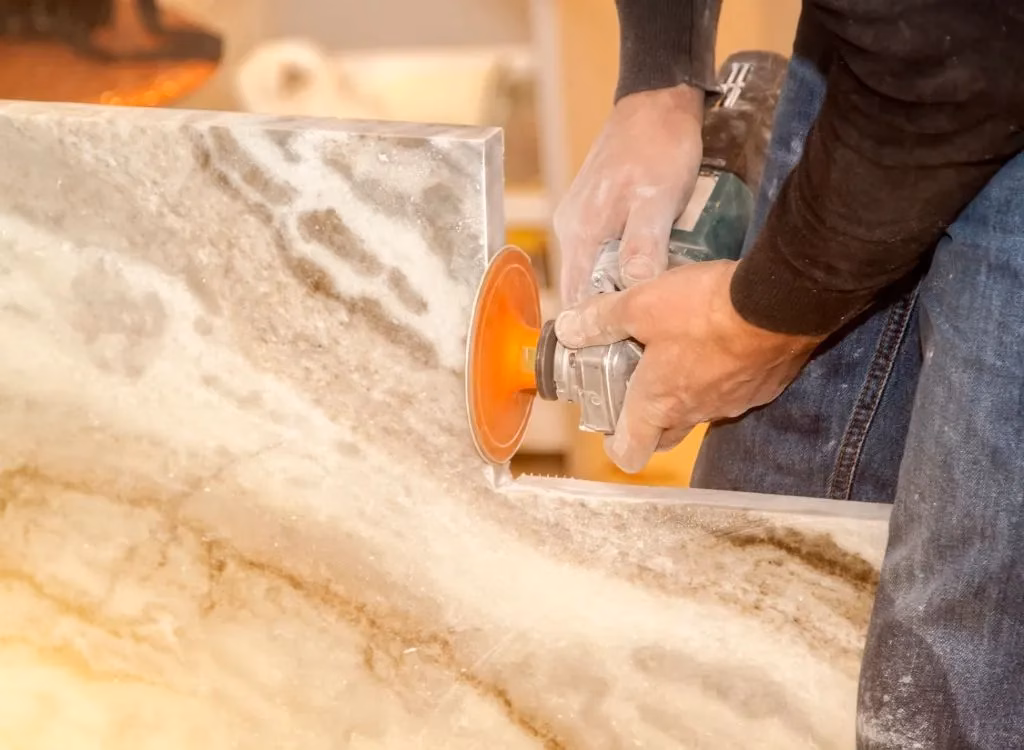 Cutting a marble countertop