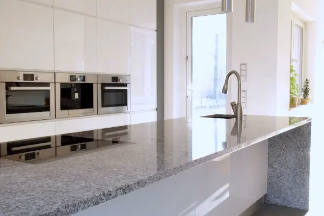 Granite countertop in a modern kitchen