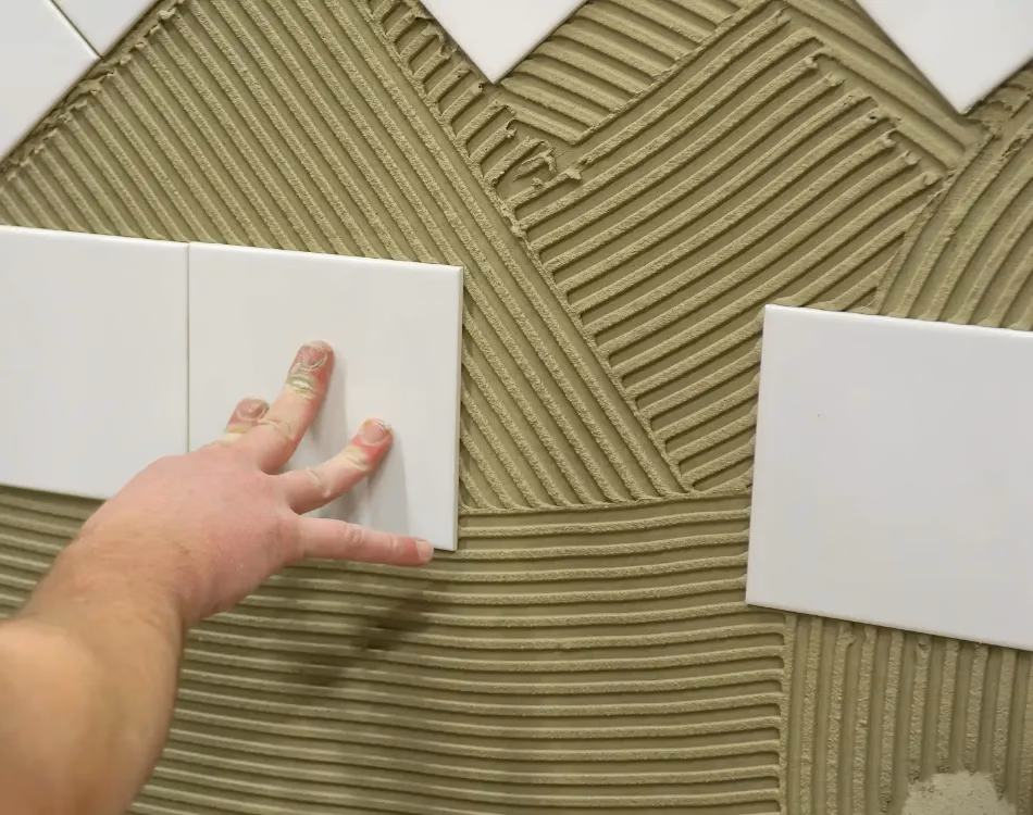 Installing bathroom wall tiles