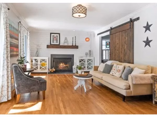 Living room with sliding door