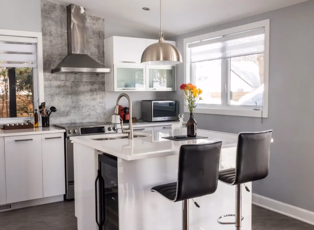 One pendant light over smaller island
