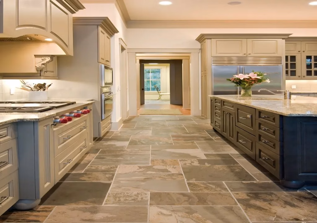 Slate floor in kitchen