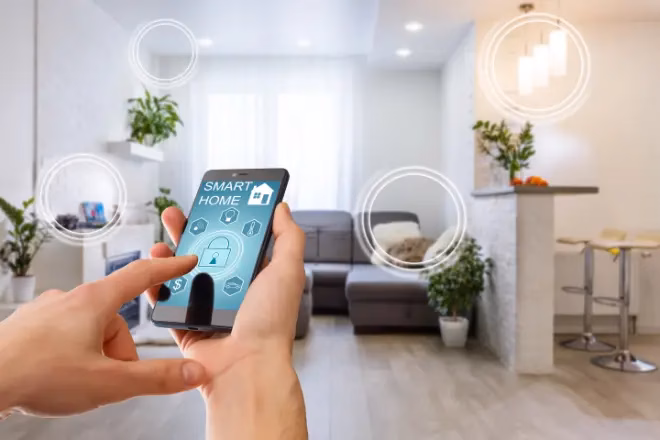 Smart home technology interface on smartphone app