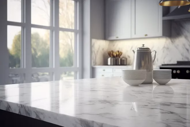 marble countertop in a luxury kitchen